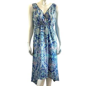 Motherhood Maternity Dress Wrap Top Paisley Handkerchief Hem Midi Dress size M